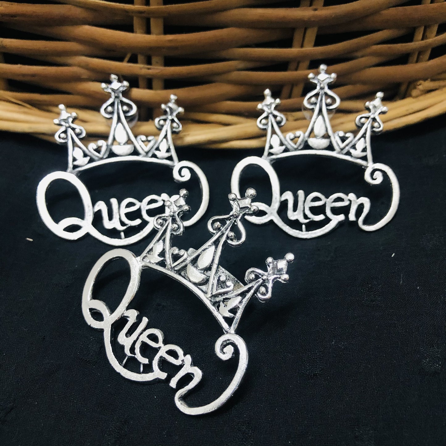 LARQ JEWELS Oxidised Stud Queen Earrings Silver Plated Combo