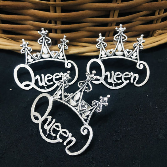 LARQ JEWELS Oxidised Stud Queen Earrings Silver Plated Combo