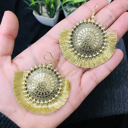 LARQ JEWELS Party wear Wedding Eid Designer Oxidized Silver Gold Plated Thread Earring