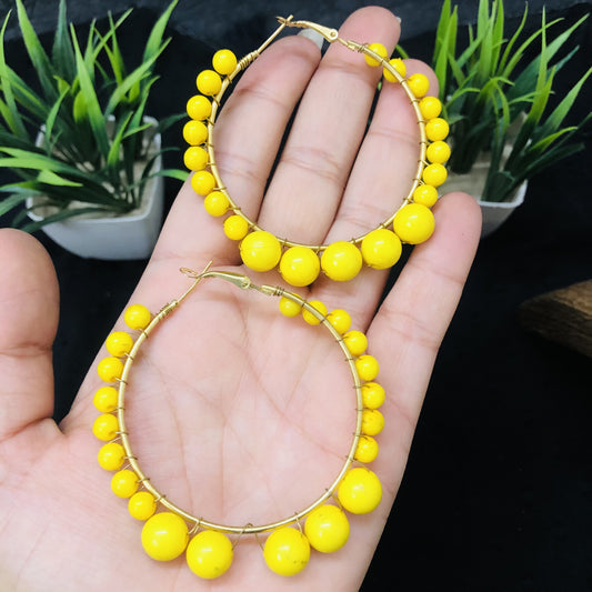 LARQ JEWELS Women's Beaded Hoop Earrings YELLOW