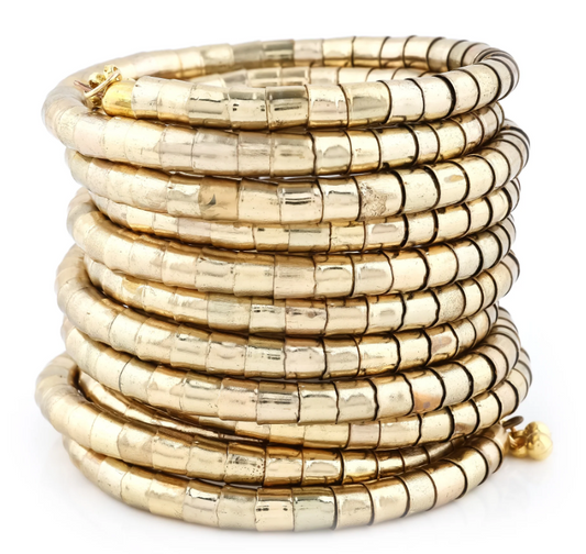 Spiral Hoop Stretchable Gold Cuff Bracelet For Women