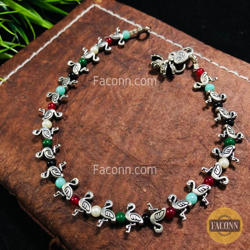 LARQ JEWELS Oxidized Silver Jewelery Anklet Traditional Stylish Anklet For Women-1PC