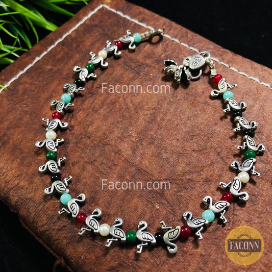 LARQ JEWELS Oxidized Silver Jewelery Anklet Traditional Stylish Anklet For Women-1PC