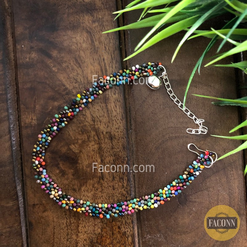 LARQ JEWELS Multicolor Silver Plated String/Anklet For Women (1 Piece)
