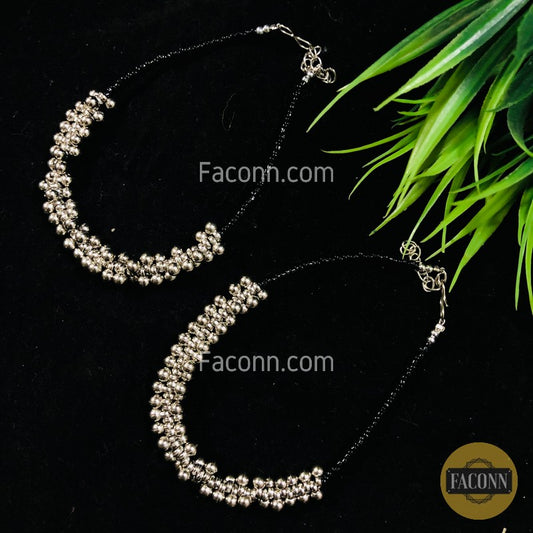 LARQ JEWELS Dance Beads Oxidized Ghungo Payal/Anklet for Women (PAIR 2PC)