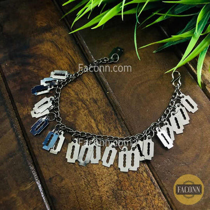 LARQ JEWELS Oxidized Silver Hanging Adjustable Customized Charm bracelet