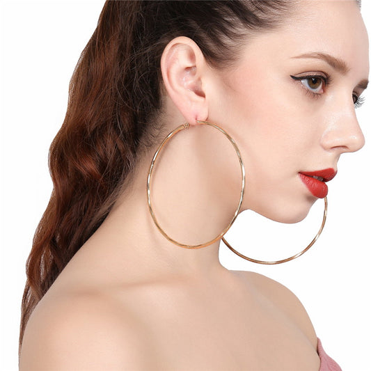 Huge Golden Hoop Statement Earrings