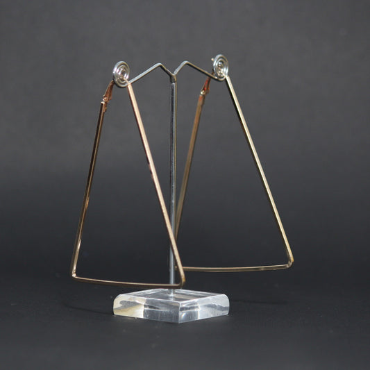 Golden Triangle Shape Wire Hoop Earrings