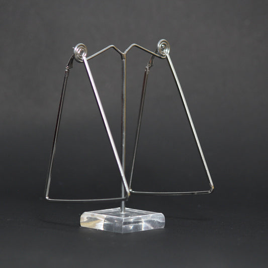 Silver Triangle Shape Wire Hoop Earrings
