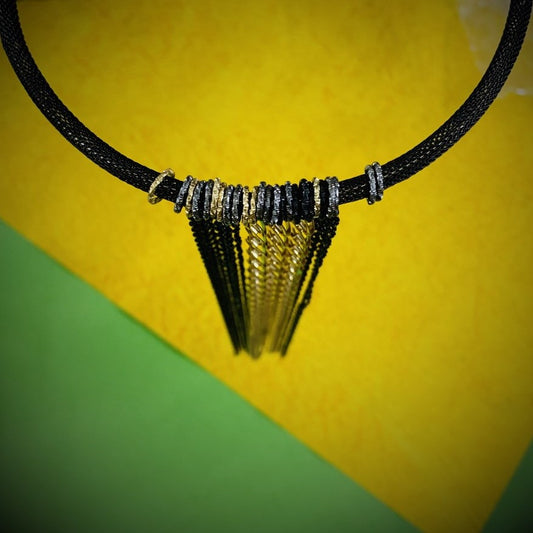 LARQ JEWELS Black Tone Trendy Choker With Extremely Long Chains Necklace