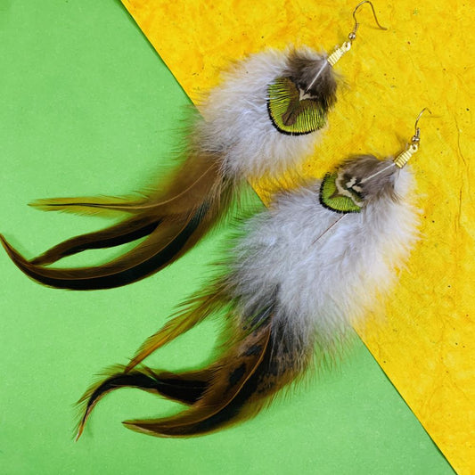 Stylish Boho Inspired Feather Natural Brown color Earrings