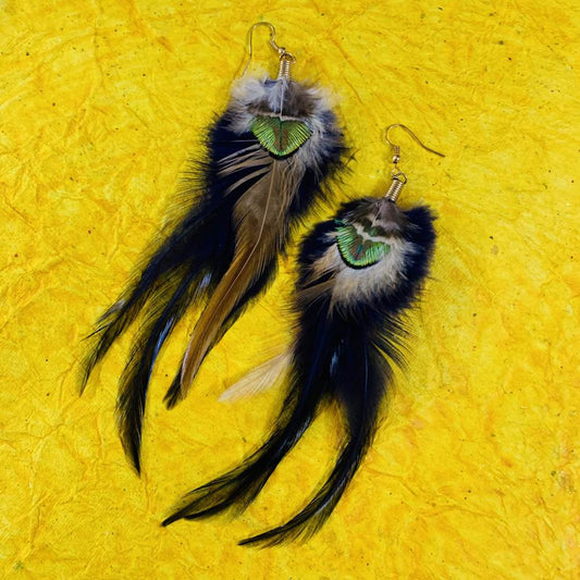 Stylish Boho Inspired Feather Natural Blue color Earrings