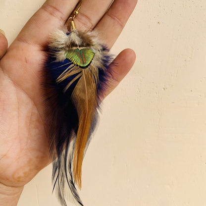 Stylish Boho Inspired Feather Natural Blue color Earrings