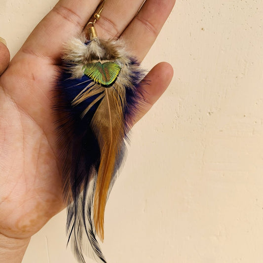 Stylish Boho Inspired Feather Natural Blue color Earrings
