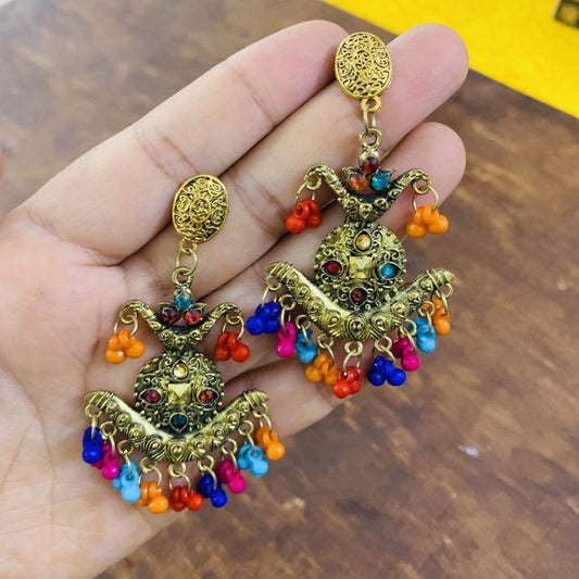 Golden Silver Oxidized Traditional Stud Jhumki