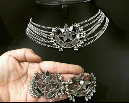 LARQ JEWELS Afghani Boho Mirror Choker Necklace