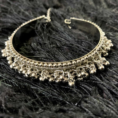Oxidised German Silver ghungroo Cuff Bracelet Traditional kada Bangle for Women