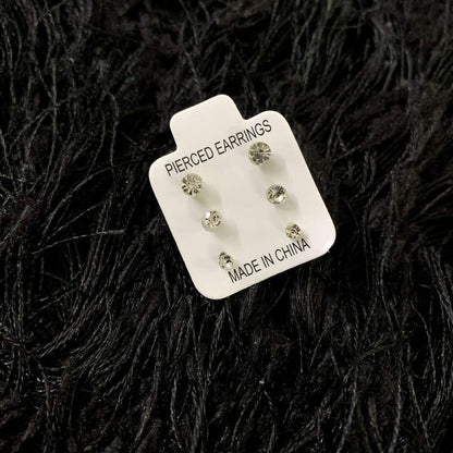 3pcs/set Sparkly Multi Mini Stud Earrings
