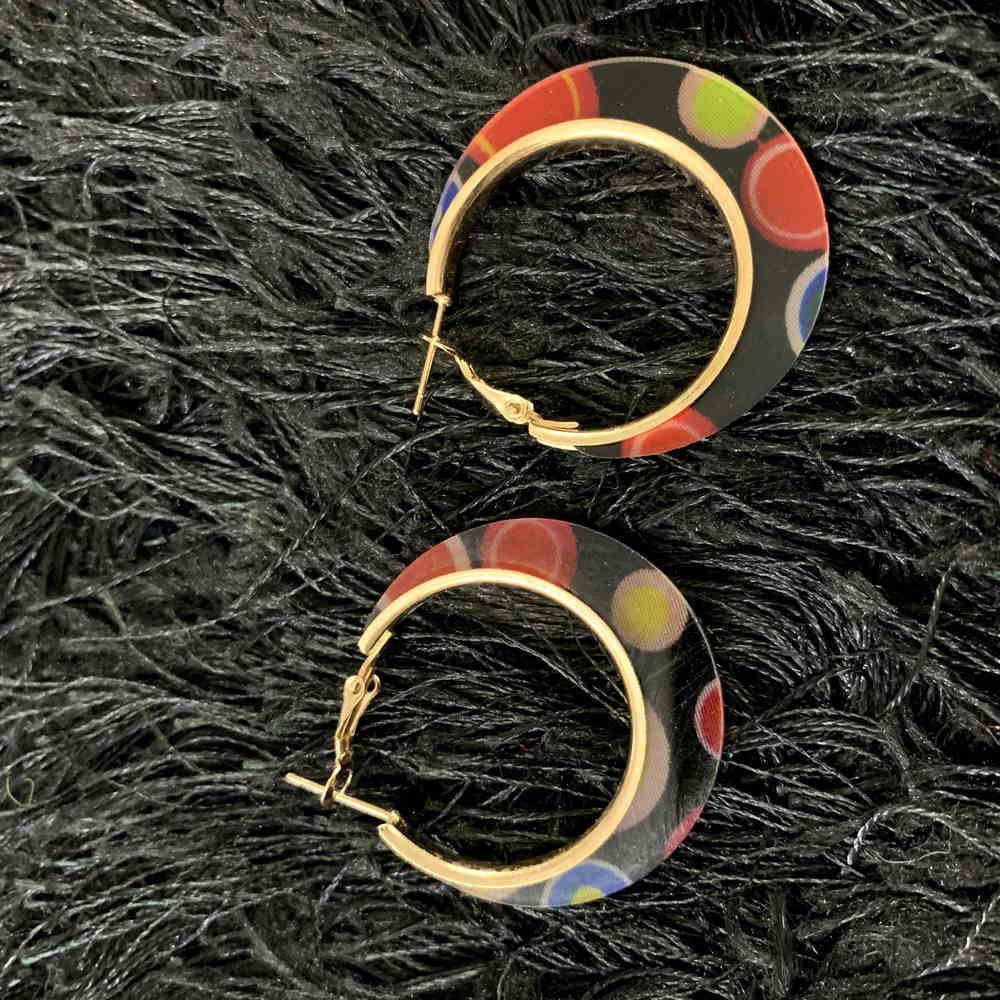 Multicolor Resin Hoop Geometric Oval Statement Earrings