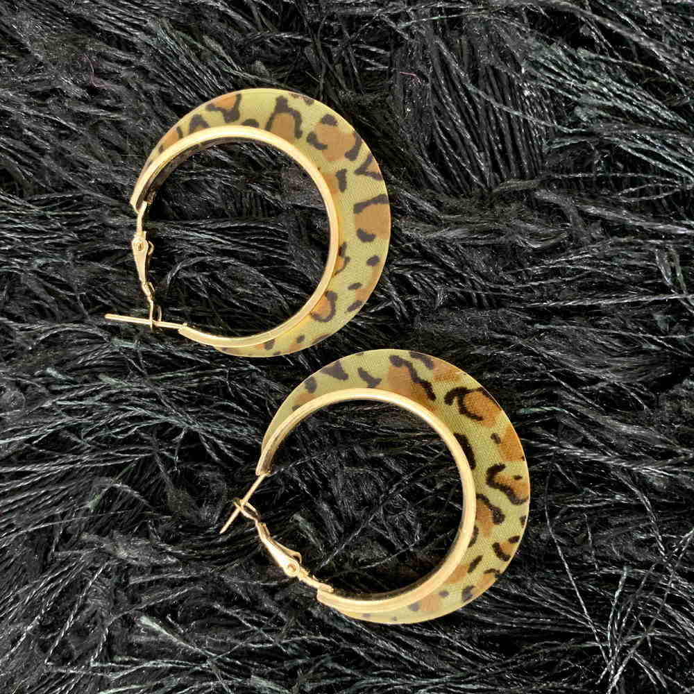 Leopard Resin Hoop Geometric Oval Statement Earrings
