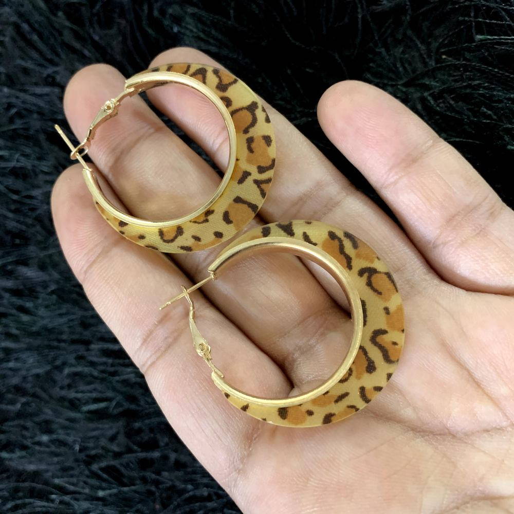 Leopard Resin Hoop Geometric Oval Statement Earrings
