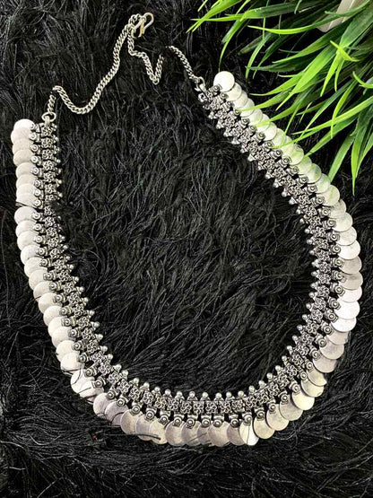 LARQ JEWELS German Silver Antique Coins Designer Necklace