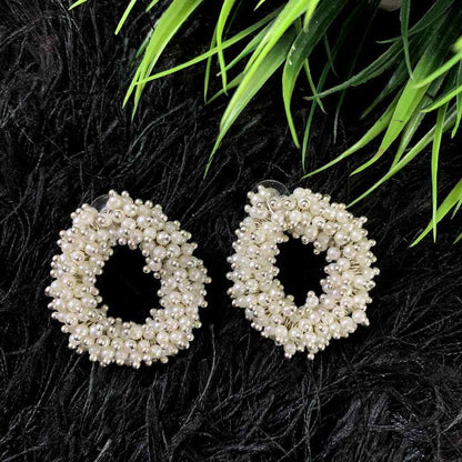 Stylish Pearl Alloy Wedding Traditional Moti Jhumka earrings