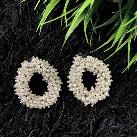 Stylish Pearl Alloy Wedding Traditional Moti Jhumka earrings