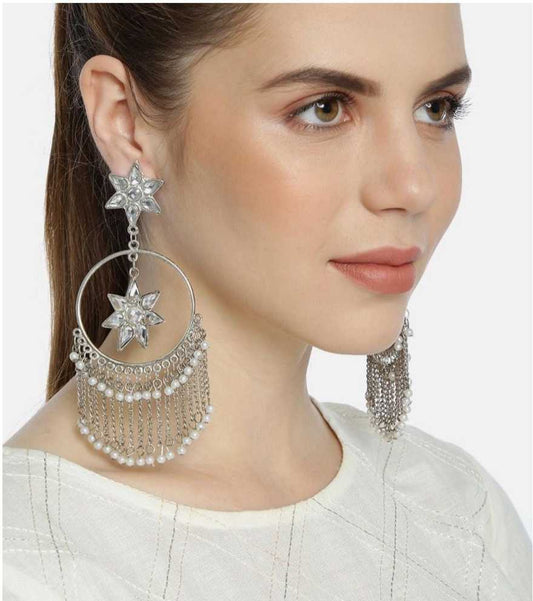 LARQ JEWELS Kriti Sanon Inspired Beautiful Oxidised Silver Toned Handcrafted Chandbali