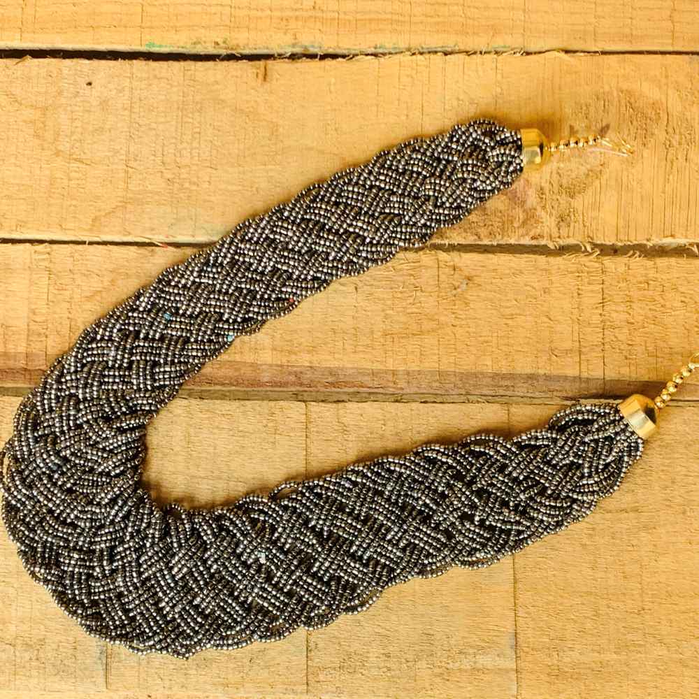 LARQ JEWELS Silver Tone Multi Strand Beads Necklace