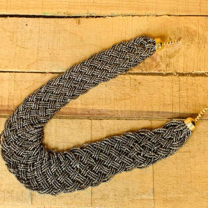 LARQ JEWELS Silver Tone Multi Strand Beads Necklace