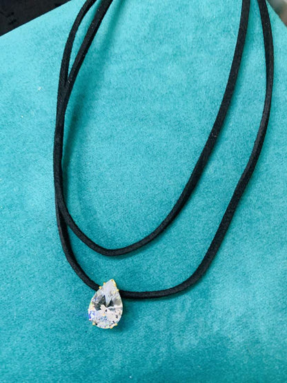 LARQ JEWELS Black Choker Pearl Studded Double Layered