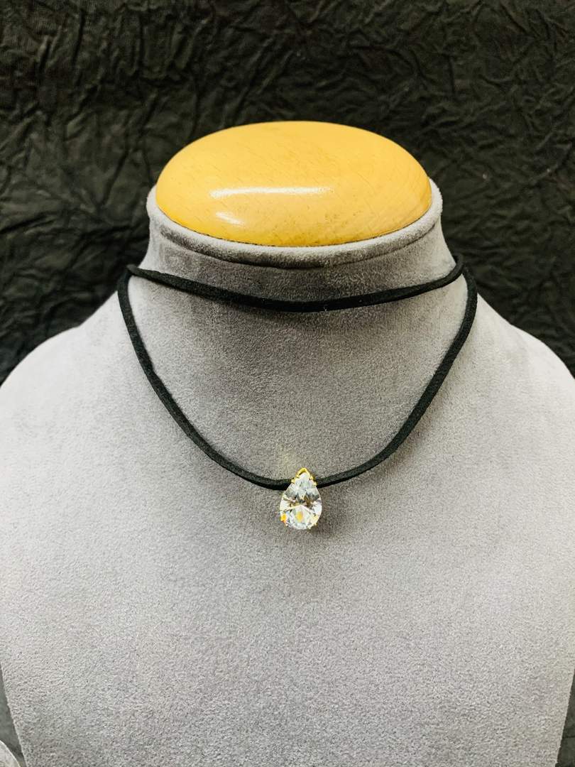 LARQ JEWELS Black Choker Pearl Studded Double Layered