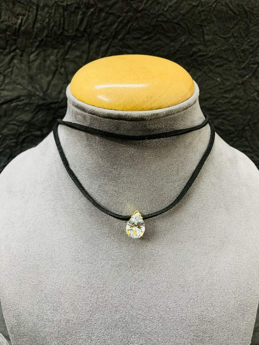 LARQ JEWELS Black Choker Pearl Studded Double Layered