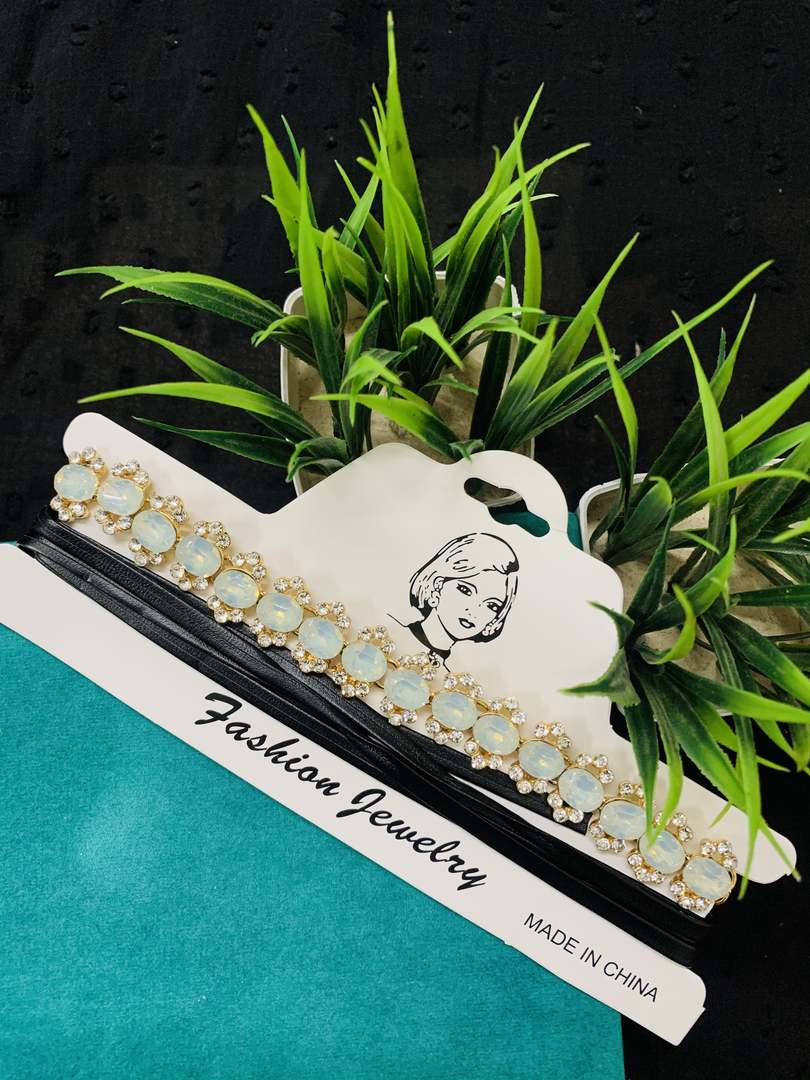 LARQ JEWELS Multistrand Green Stones Western Choker Necklace