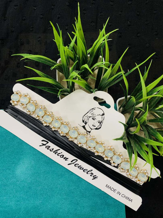 LARQ JEWELS Multistrand Green Stones Western Choker Necklace