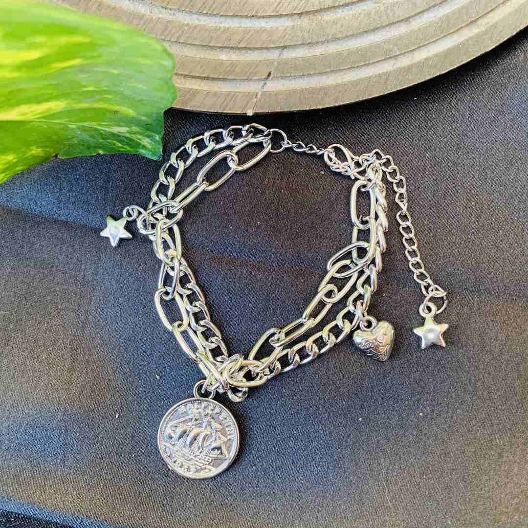 Larq Jewels Multi Coin Chain Trendy latest Bracelet