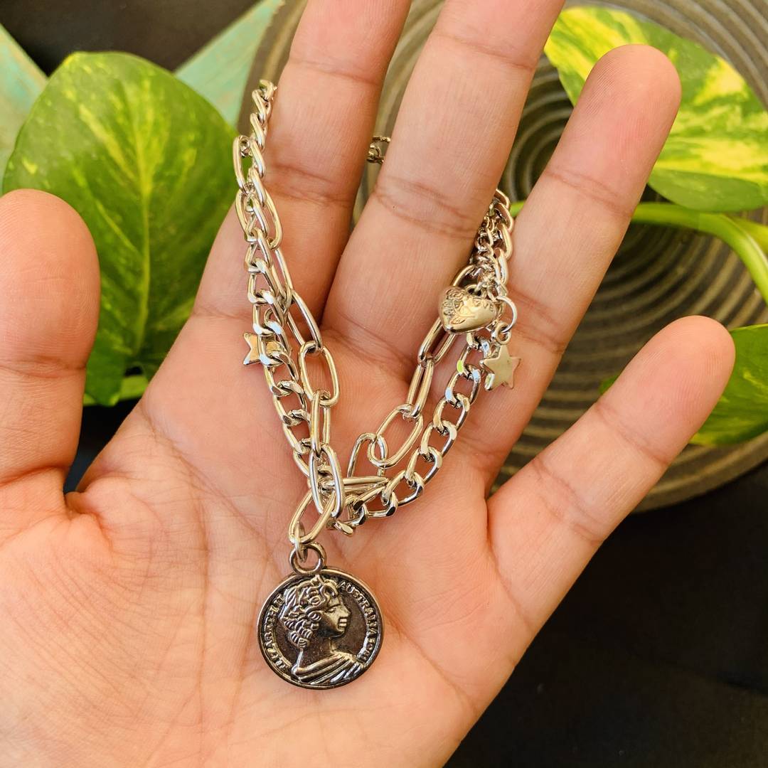 Larq Jewels Multi Coin Chain Trendy latest Bracelet