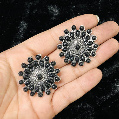 Larq Jewels oxidized silver Black kundan choker