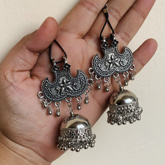 Oxidized Silver With Thread Drop Earring