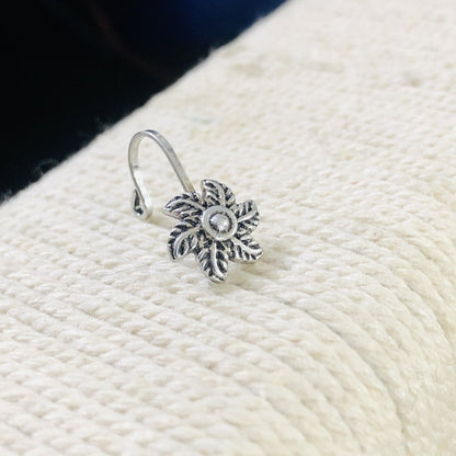 Larq Jewels Daisy Clip-on Silver Nose Pin for Women and Girls