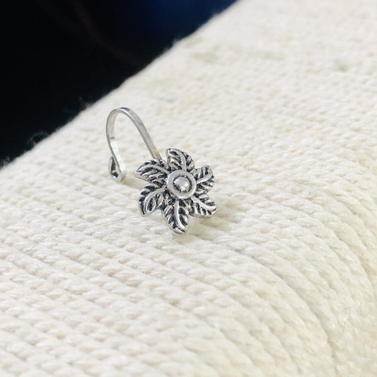 Larq Jewels Daisy Clip-on Silver Nose Pin for Women and Girls