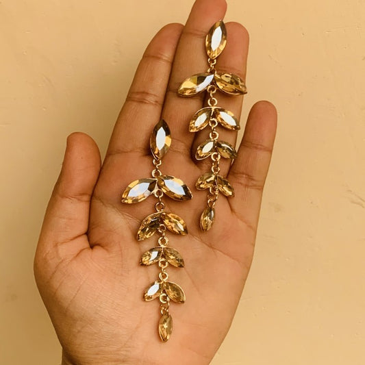 Stylish Western Golden Stone Leaf Earring