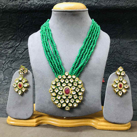 LARQ JEWELS Traditional Pearl Kundan Long Multi Layer Necklace