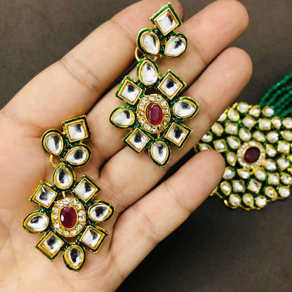 LARQ JEWELS Traditional Pearl Kundan Long Multi Layer Necklace