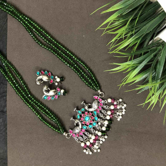 LARQ JEWELS GERMAN SILVER TRADITIONAL ELEPHANT NECKLACE