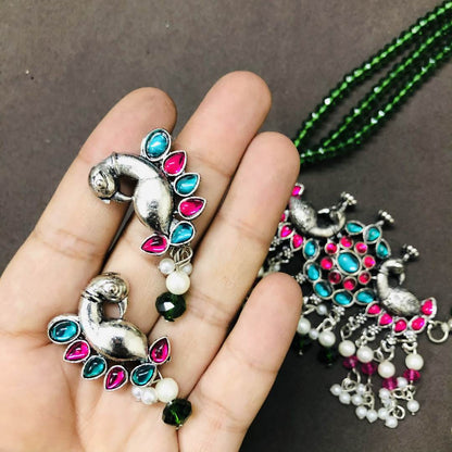 LARQ JEWELS GERMAN SILVER TRADITIONAL ELEPHANT NECKLACE