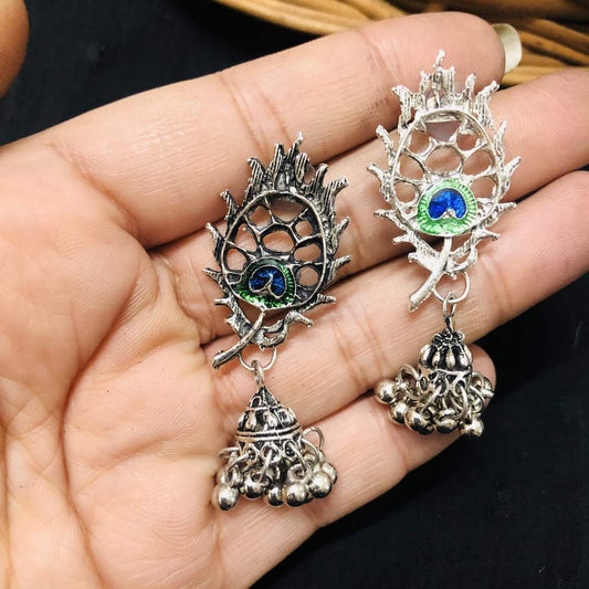 LARQ JEWELS Oxidized Silver Plated Radha Krishna Bansuri Necklace