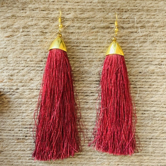 Thread Bunch Red Western Earring
