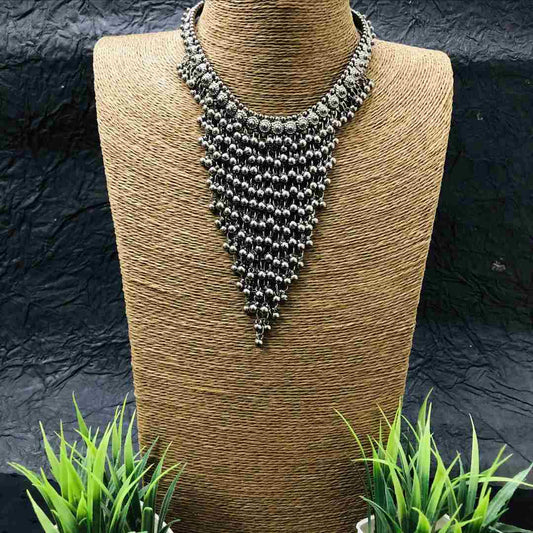 LARQ JEWELS Traditional German Silver Alloy Ghungroo Necklace